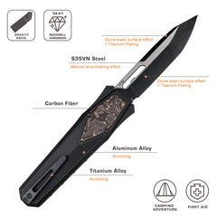 REMETTE Innovative Design Knife S35VN Blade Aluminum Handle 103D16-ZL
