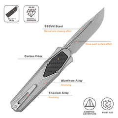 REMETTE Innovative Design Knife S35VN Blade Aluminum Handle 103D2-ZL