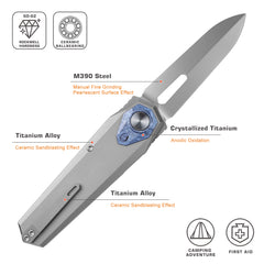 REMETTE RT-Infinite Power Knife M390 Blade Titanium Handle Folding Pocket EDC Tactical Knife RTIP-T
