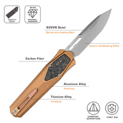 REMETTE Innovative Design Knife S35VN Blade Aluminum Handle 103D11-ZL