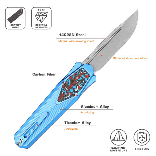 REMETTE Innovative Design Knife 14C28N Blade Aluminum Handle 103C3-ZL