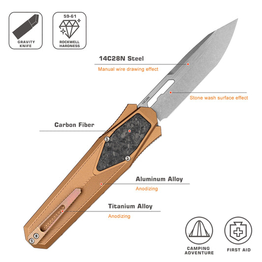 REMETTE Innovative Design Knife 14C28N Blade Aluminum Handle 103C6-ZL