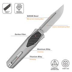 REMETTE Innovative Design Knife S35VN Blade Aluminum Handle 103D1-ZL