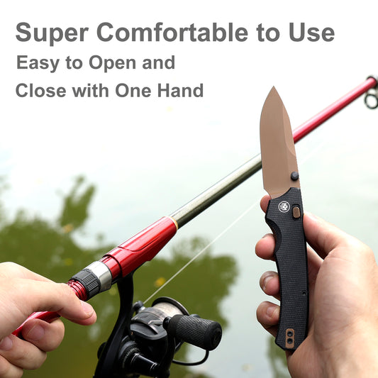 REMETTE Button+Liner Lock Folding Pocket Knife Sharp 14C28N Blade Reversible Pocket Clip Durable Micarta Handle Men Women EDC Hiking Fishing Camping Knives WD107-Peak-2