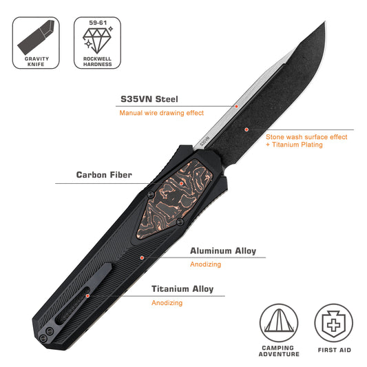 REMETTE Innovative Design Knife S35VN Blade Aluminum Handle 103D14-ZL