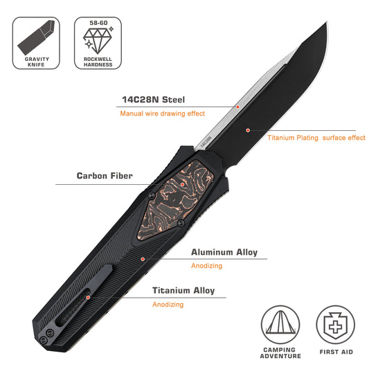 REMETTE Innovative Design Knife 14C28N Blade Aluminum Handle 103C7-ZL