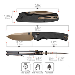 REMETTE Button+Liner Lock Folding Pocket Knife Sharp 14C28N Blade Reversible Pocket Clip Durable Micarta Handle Men Women EDC Hiking Fishing Camping Knives WD107-Peak-2