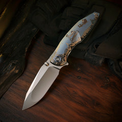 REMETTE RT-Cool Whale Knife M390 Blade Titanium Handle Folding Pocket Outdoor Camping EDC Knife RTCL-CRA