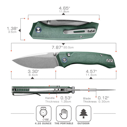 (Amazon purchase) REMETTE RT-Steed Innovative Button Liner Lock  Design 14C28N Blade Micarta Handle Knife RT-Steed-2