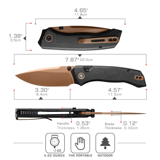 (Amazon purchase) REMETTE RT-Steed Innovative Button Liner Lock  Design 14C28N Blade Micarta Handle Knife RT-Steed-1