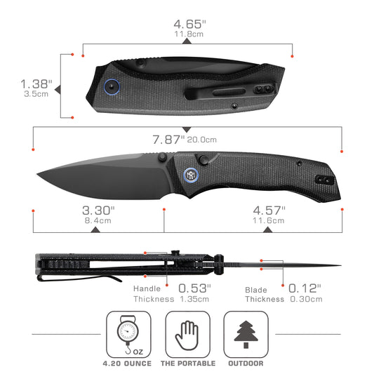 (Amazon purchase) REMETTE RT-Steed Innovative Button Liner Lock  Design 14C28N Blade Micarta Handle Knife RT-Steed-3