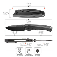 REMETTE Titanium Pocket Knife WD107 Series, EDC Button Lock Knife, DLC M390 Blade, Men Women Daily Carry Lightweight Folding Knife, Sharp Fishing Camping Knives (Black/DLC)