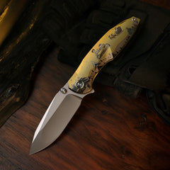 REMETTE RT-Cool Whale Knife M390 Blade Titanium Handle Folding Pocket Outdoor Camping EDC Knife RTCL-CRB