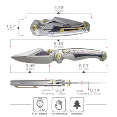 REMETTE RT-Scepter Innovative Button Frame Lock M390 Blade Timascus Handle Knife SCPT-A