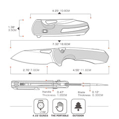 REMETTE RT-Camel Knife Screwless Exterior Button Liner Lock M390 Blade Titanium Handle Knives Titanium Gray Black RTCMLT1