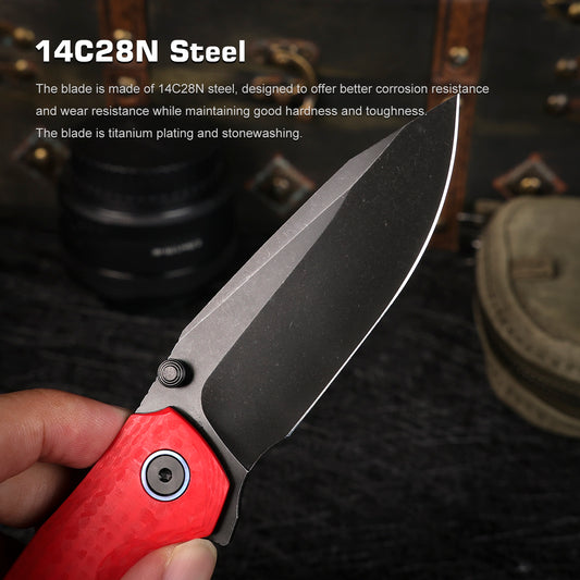 REMETTE RT-Cool Whale Knife 14C28N Blade G10 Handle Folding Pocket Outdoor Camping EDC Knife RTCL-GN4