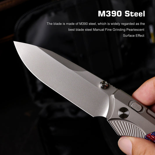 REMETTE WD107 Knife Titanium Carbon Fiber Handle M390 Blade WD107-NC