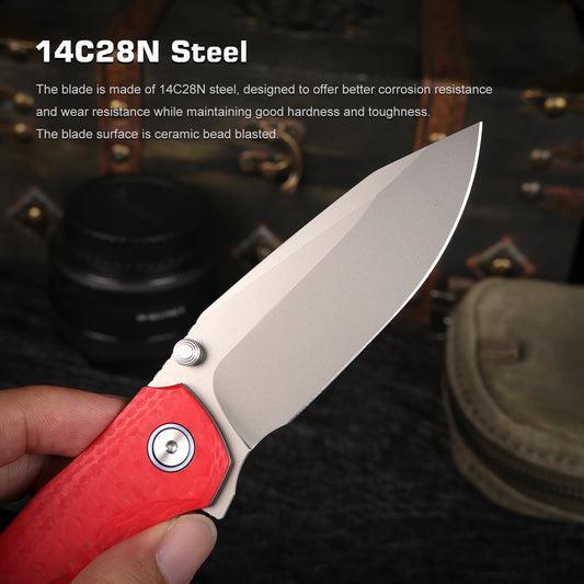 REMETTE RT-Cool Whale Knife 14C28N Blade G10 Handle Folding Pocket Outdoor Camping EDC Knife RTCL-GN3
