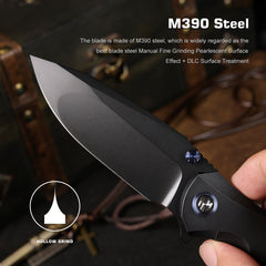 REMETTE RT-Cool Whale Knife M390 Blade Titanium Handle Folding Pocket Outdoor Camping EDC Knife RTCL-T4
