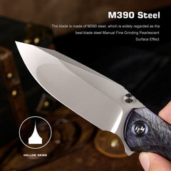 REMETTE RT-Cool Whale Knife M390 Blade Titanium Handle Folding Pocket Outdoor Camping EDC Knife RTCL-T3