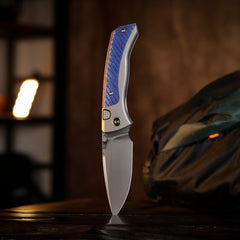 REMETTE RT-Steed Innovative Button Frame Lock M390 Blade Titanium Carbon Fiber Handle  Folding Pocket Knife RTWS-TC
