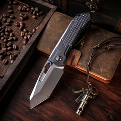 REMETTE RT-Cool Leopard Knife Frame Lock M390 Blade Titanium Handle Outdoor Camping Knives RTKS-L