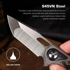 REMETTE RT-Saker Falcon Folding Pocket Knife Innovative Button Lock Structure Design S45VN Blade Titanium Handle Knives ASTP-3 with Safety Lock