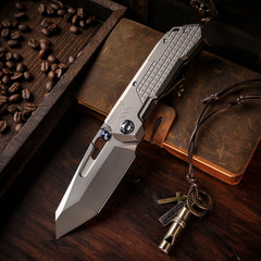 REMETTE RT-Cool Leopard Knife Frame Lock M390 Blade Titanium Handle Outdoor Camping Knives RTKS-T