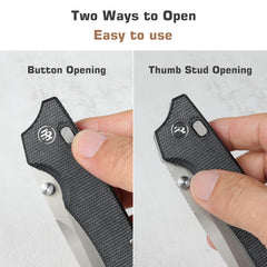 REMETTE Button+Liner Lock Folding Pocket Knife Sharp 14C28N Blade Reversible Pocket Clip Durable Micarta Handle Men Women EDC Hiking Fishing Camping Knives WD107
