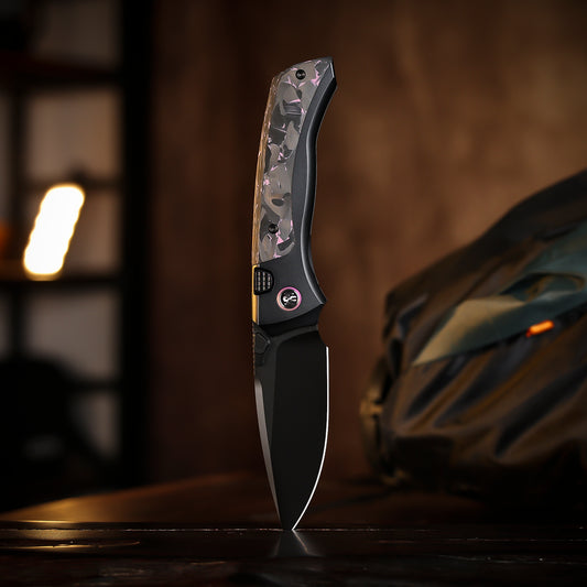 REMETTE RT-Steed Folding Pocket Knife Innovative Button Frame Lock Structure Design M390 DLC Blade Titanium + Carbon Fiber Handle Knives RTWS-BY