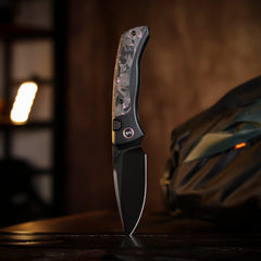 REMETTE RT-Steed Folding Pocket Knife Innovative Button Frame Lock Structure Design M390 DLC Blade Titanium + Carbon Fiber Handle Knives RTWS-BY