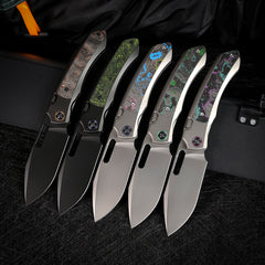 REMETTE RT-Orca Knife Button+Frame Lock M390 Blade Titanium Handle Outdoor Camping Knives ORCAKD