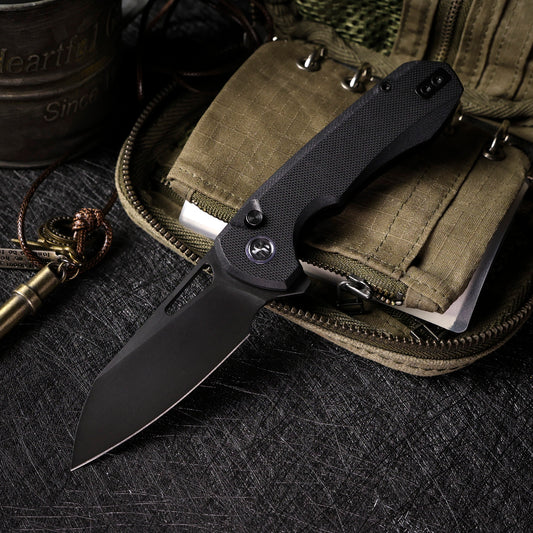 REMETTE RT-Camel Knife Button Liner Lock 14C28N Blade G10 Handle Outdoor Camping Knives RTCMLA