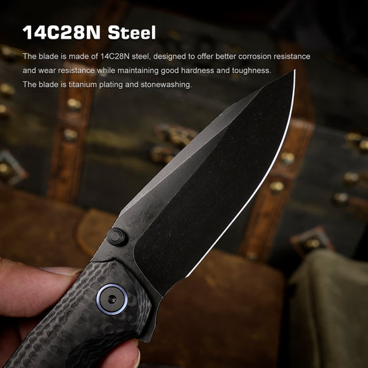 REMETTE RT-Cool Whale Knife 14C28N Blade G10 Handle Folding Pocket Outdoor Camping EDC Knife RTCL-GN2