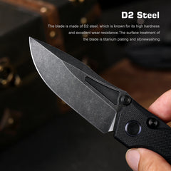 REMETTE RT-Rhino Folding Pocket Knife Innovative Button Liner Lock Structure Design D2 Blade G10 Handle Knives RNGD1
