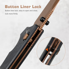 REMETTE Button+Liner Lock Folding Pocket Knife Sharp 14C28N Blade Reversible Pocket Clip Durable Micarta Handle Men Women EDC Hiking Fishing Camping Knives WD107-Peak-2