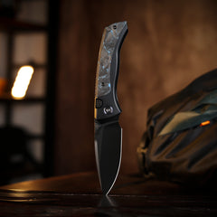 REMETTE RT-Steed Innovative Button Frame Lock Structure Design M390 DLC Blade Titanium Carbon Fiber Handle Knife RTWS-BL