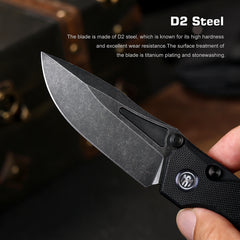 REMETTE RT-Rhino Folding Pocket Knife Innovative Button Liner Lock Structure Design D2 Blade G10 Handle Knives RNDG1