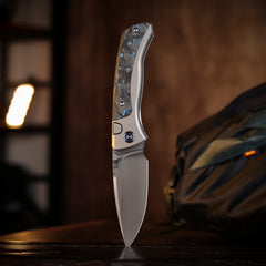 REMETTE RT-Steed Innovative Button Frame Lock M390 Blade Titanium Carbon Fiber Handle  Folding Pocket Knife RTWS-TB
