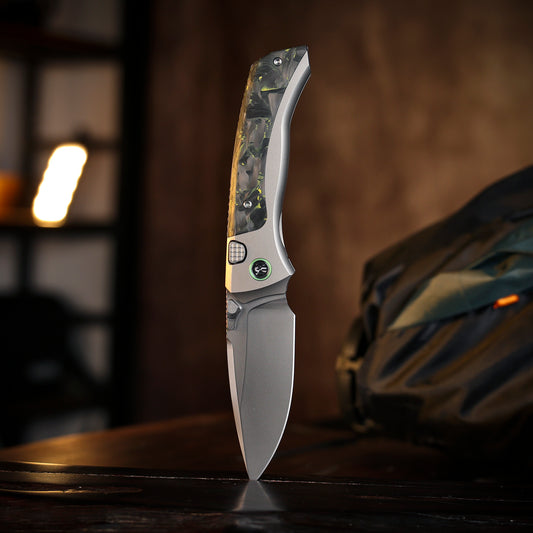 REMETTE RT-Steed Innovative Button Frame Lock M390 Blade Titanium Carbon Fiber Handle  Folding Pocket Knife RTWS-TY