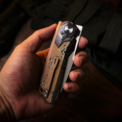REMETTE RT-Peregrine Falcon Folding Pocket Knife Innovative Button Lock Structure Design M390 Blade Titanium Handle Knives RTT1-CRC with Safety Lock