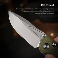 REMETTE RT-Rhino Folding Pocket Knife Innovative Button Liner Lock Structure Design D2 Blade G10 Handle Knives RNGD2