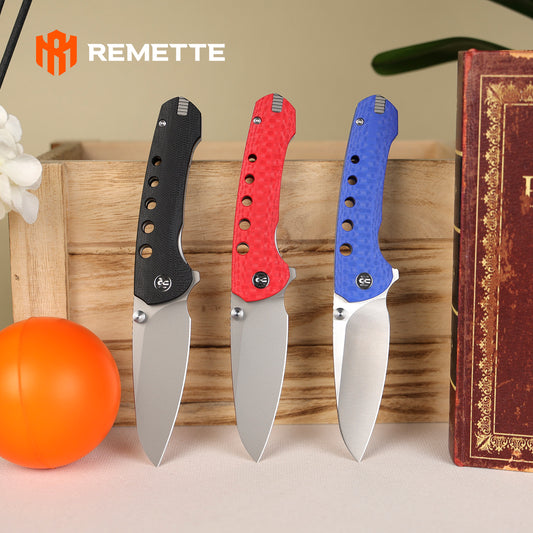 REMETTE RT-BEE 14C28N Blade Knife Outdoor Folding Pocket EDC Knives with Fruit Food Fork Toothpick RT-BEE-B