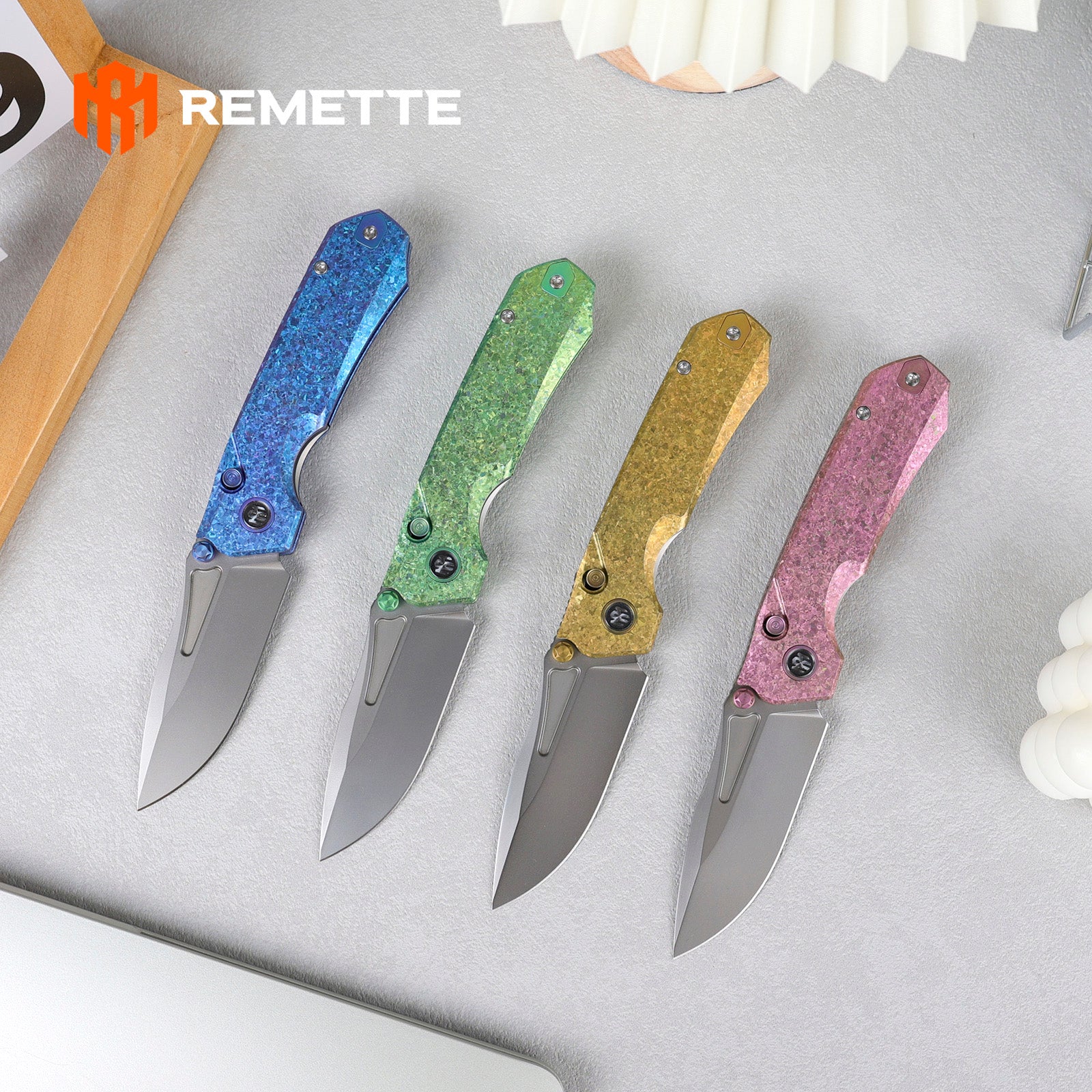 REMETTE RT-Rhino Folding Pocket Knife M390 Blade Crystallized