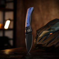 REMETTE RT-Steed Folding Pocket Knife Innovative Button Frame Lock Structure Design M390 DLC Blade Titanium + Carbon Fiber Handle Knives RTWS-BC