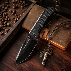REMETTE RT-Cool Leopard Knife Innovative Button Frame Lock M390 Blade Titanium Handle Outdoor Camping Knives RTKS-B