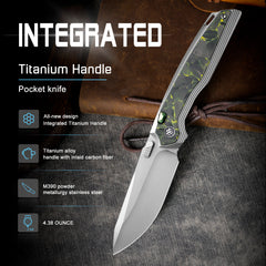 REMETTE RT-ONE Knife Button+Frame Lock M390 Blade Integrated Titanium+Carbon Fiber Handle Outdoor Camping Knives RT ONEA4