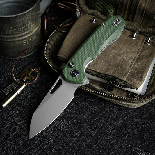 REMETTE RT-Camel Knife Button Liner Lock 14C28N Blade G10 Handle Outdoor Camping Knives RTCMLB