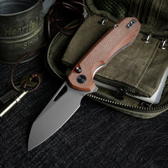 REMETTE RT-Camel Knife Button Liner Lock 14C28N Blade Micarta Handle Outdoor Camping Knives RTCMLF