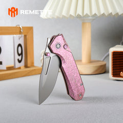 REMETTE RT-Rhino Folding Pocket Knife M390 Blade Crystallized Titanium Handle RNTB1